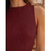 imageZESICA Womens 2025 Ribbed Tank Tops Summer Sleeveless High Neck Casual Slim Fitted Basic Knit ShirtsWine