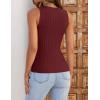 imageZESICA Womens 2025 Ribbed Tank Tops Summer Sleeveless High Neck Casual Slim Fitted Basic Knit ShirtsWine