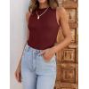 imageZESICA Womens 2025 Ribbed Tank Tops Summer Sleeveless High Neck Casual Slim Fitted Basic Knit ShirtsWine
