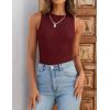 imageZESICA Womens 2025 Ribbed Tank Tops Summer Sleeveless High Neck Casual Slim Fitted Basic Knit ShirtsWine