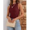 imageZESICA Womens 2025 Ribbed Tank Tops Summer Sleeveless High Neck Casual Slim Fitted Basic Knit ShirtsWine