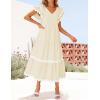 imageZESICA Womens 2025 Summer Casual Midi Dresses V Neck Flutter Short Sleeve Ruffle Tiered A Line Flowy Beach Long DressApricot