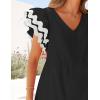 imageZESICA Womens 2025 Summer Casual Midi Dresses V Neck Flutter Short Sleeve Ruffle Tiered A Line Flowy Beach Long DressBlack