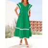 imageZESICA Womens 2025 Summer Casual Midi Dresses V Neck Flutter Short Sleeve Ruffle Tiered A Line Flowy Beach Long DressGreen