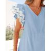 imageZESICA Womens 2025 Summer Casual Midi Dresses V Neck Flutter Short Sleeve Ruffle Tiered A Line Flowy Beach Long DressLightblue