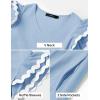 imageZESICA Womens 2025 Summer Casual Midi Dresses V Neck Flutter Short Sleeve Ruffle Tiered A Line Flowy Beach Long DressLightblue