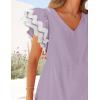 imageZESICA Womens 2025 Summer Casual Midi Dresses V Neck Flutter Short Sleeve Ruffle Tiered A Line Flowy Beach Long DressPurpletaro