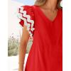 imageZESICA Womens 2025 Summer Casual Midi Dresses V Neck Flutter Short Sleeve Ruffle Tiered A Line Flowy Beach Long DressRed