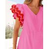 imageZESICA Womens 2025 Summer Casual Midi Dresses V Neck Flutter Short Sleeve Ruffle Tiered A Line Flowy Beach Long DressRose