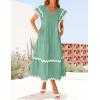 imageZESICA Womens 2025 Summer Casual Midi Dresses V Neck Flutter Short Sleeve Ruffle Tiered A Line Flowy Beach Long DressSage
