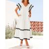 imageZESICA Womens 2025 Summer Casual Midi Dresses V Neck Flutter Short Sleeve Ruffle Tiered A Line Flowy Beach Long DressWhite