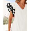 imageZESICA Womens 2025 Summer Casual Midi Dresses V Neck Flutter Short Sleeve Ruffle Tiered A Line Flowy Beach Long DressWhite