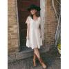 imageZESICA Womens 2025 Summer Casual V Neck Sleeveless Mini Dress Tie Shoulder Tiered Ruffle Swing A Line Short SundressesApricot