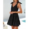 imageZESICA Womens 2025 Summer Casual V Neck Sleeveless Mini Dress Tie Shoulder Tiered Ruffle Swing A Line Short SundressesBlack