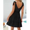 imageZESICA Womens 2025 Summer Casual V Neck Sleeveless Mini Dress Tie Shoulder Tiered Ruffle Swing A Line Short SundressesBlack