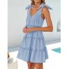 imageZESICA Womens 2025 Summer Casual V Neck Sleeveless Mini Dress Tie Shoulder Tiered Ruffle Swing A Line Short SundressesBlue
