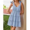 imageZESICA Womens 2025 Summer Casual V Neck Sleeveless Mini Dress Tie Shoulder Tiered Ruffle Swing A Line Short SundressesBlue
