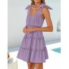 imageZESICA Womens 2025 Summer Casual V Neck Sleeveless Mini Dress Tie Shoulder Tiered Ruffle Swing A Line Short SundressesPurple