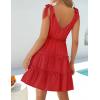 imageZESICA Womens 2025 Summer Casual V Neck Sleeveless Mini Dress Tie Shoulder Tiered Ruffle Swing A Line Short SundressesTomato