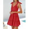 imageZESICA Womens 2025 Summer Casual V Neck Sleeveless Mini Dress Tie Shoulder Tiered Ruffle Swing A Line Short SundressesTomato