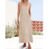 imageZESICA Womens 2025 Summer Sleeveless Dress Square Neck Pleated Swing Casual Maxi Dresses with PocketsApricot