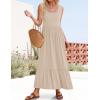 imageZESICA Womens 2025 Summer Sleeveless Dress Square Neck Pleated Swing Casual Maxi Dresses with PocketsApricot