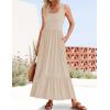 imageZESICA Womens 2025 Summer Sleeveless Dress Square Neck Pleated Swing Casual Maxi Dresses with PocketsApricot
