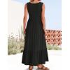 imageZESICA Womens 2025 Summer Sleeveless Dress Square Neck Pleated Swing Casual Maxi Dresses with PocketsBlack