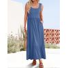 imageZESICA Womens 2025 Summer Sleeveless Dress Square Neck Pleated Swing Casual Maxi Dresses with PocketsDustyblue