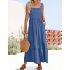 imageZESICA Womens 2025 Summer Sleeveless Dress Square Neck Pleated Swing Casual Maxi Dresses with PocketsDustyblue