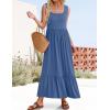 imageZESICA Womens 2025 Summer Sleeveless Dress Square Neck Pleated Swing Casual Maxi Dresses with PocketsDustyblue