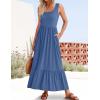 imageZESICA Womens 2025 Summer Sleeveless Dress Square Neck Pleated Swing Casual Maxi Dresses with PocketsDustyblue