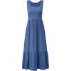 imageZESICA Womens 2025 Summer Sleeveless Dress Square Neck Pleated Swing Casual Maxi Dresses with PocketsDustyblue