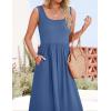 imageZESICA Womens 2025 Summer Sleeveless Dress Square Neck Pleated Swing Casual Maxi Dresses with PocketsDustyblue