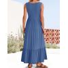 imageZESICA Womens 2025 Summer Sleeveless Dress Square Neck Pleated Swing Casual Maxi Dresses with PocketsDustyblue