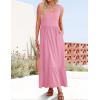 imageZESICA Womens 2025 Summer Sleeveless Dress Square Neck Pleated Swing Casual Maxi Dresses with PocketsPink