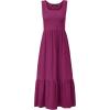 imageZESICA Womens 2025 Summer Sleeveless Dress Square Neck Pleated Swing Casual Maxi Dresses with PocketsPlum