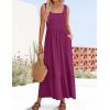 imageZESICA Womens 2025 Summer Sleeveless Dress Square Neck Pleated Swing Casual Maxi Dresses with PocketsPlum