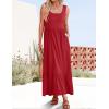 imageZESICA Womens 2025 Summer Sleeveless Dress Square Neck Pleated Swing Casual Maxi Dresses with PocketsRed