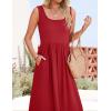 imageZESICA Womens 2025 Summer Sleeveless Dress Square Neck Pleated Swing Casual Maxi Dresses with PocketsRed