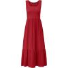 imageZESICA Womens 2025 Summer Sleeveless Dress Square Neck Pleated Swing Casual Maxi Dresses with PocketsRed