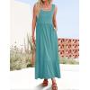 imageZESICA Womens 2025 Summer Sleeveless Dress Square Neck Pleated Swing Casual Maxi Dresses with PocketsSage