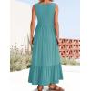 imageZESICA Womens 2025 Summer Sleeveless Dress Square Neck Pleated Swing Casual Maxi Dresses with PocketsSage