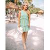 imageZESICA Womens 2025 Summer Sleeveless Mini Dress Boho One Shoulder Ruffle Tiered Layered Flowy A Line DressesLight Green