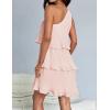 imageZESICA Womens 2025 Summer Sleeveless Mini Dress Boho One Shoulder Ruffle Tiered Layered Flowy A Line DressesPink