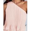imageZESICA Womens 2025 Summer Sleeveless Mini Dress Boho One Shoulder Ruffle Tiered Layered Flowy A Line DressesPink