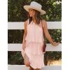 imageZESICA Womens 2025 Summer Sleeveless Mini Dress Boho One Shoulder Ruffle Tiered Layered Flowy A Line DressesPink