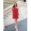 imageZESICA Womens 2025 Summer Sleeveless Mini Dress Boho One Shoulder Ruffle Tiered Layered Flowy A Line DressesRed