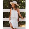 imageZESICA Womens 2025 Summer Sleeveless Mini Dress Boho One Shoulder Ruffle Tiered Layered Flowy A Line DressesWhite