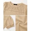 imageZESICA Womens 2025 Summer Waffle Knit Hollow Out T Shirts Crewneck Puff Short Sleeve Tops Casual Loose Tunic BlousesApricot